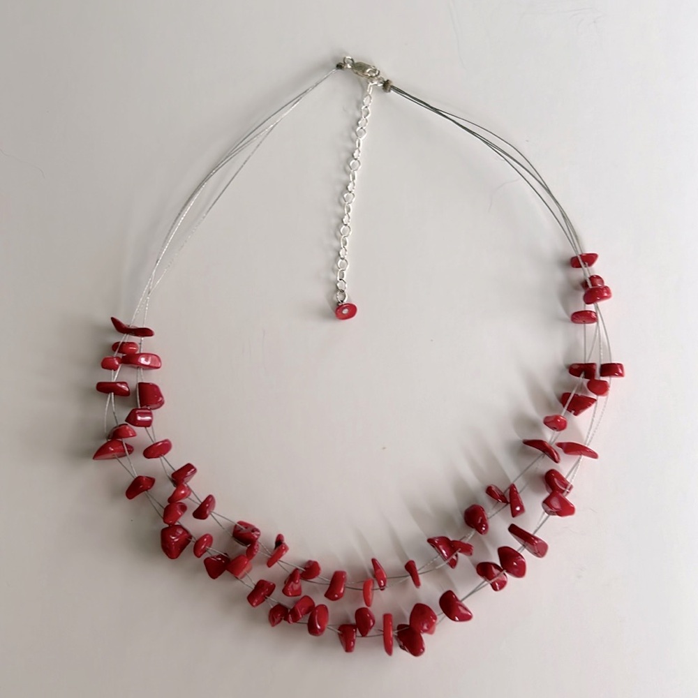Red Coral Chip Necklace